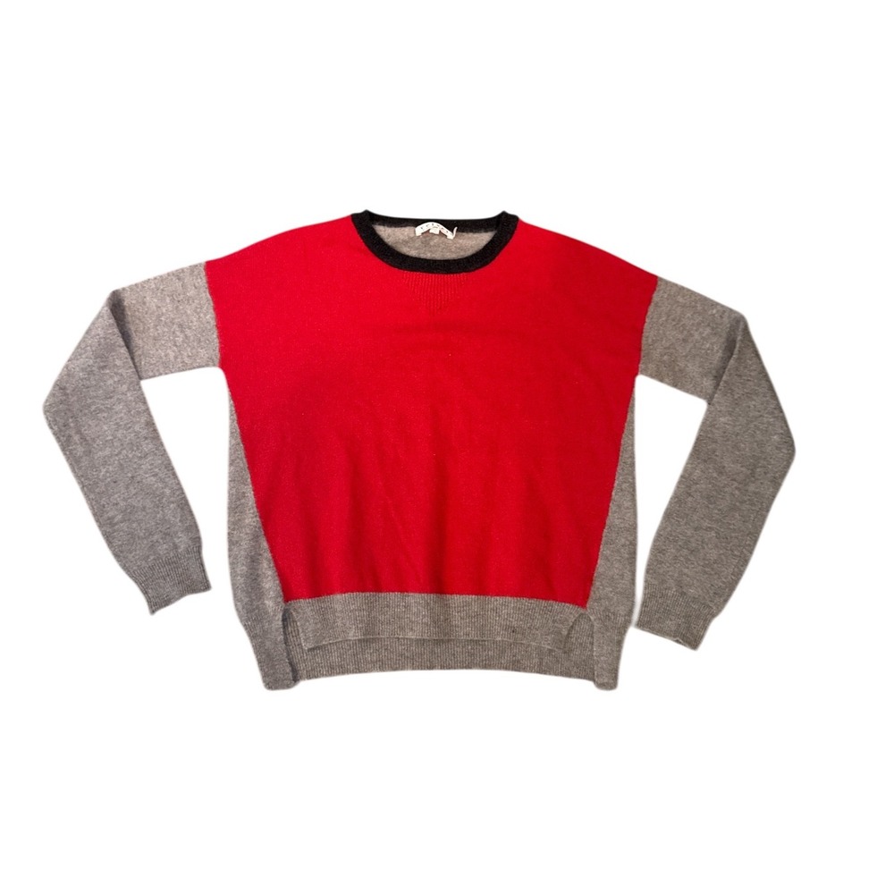 Velvet by Graham & Spencer Sweater Women‎ Medium Red Grey Cashmere Colorblock